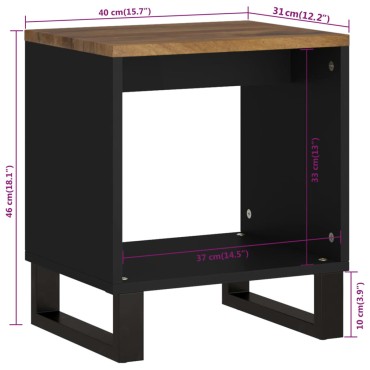 vidaXL Τραπεζάκι Σαλονιού 40x31x46cm Μασίφ Ξύλο Μάνγκο & Επεξ. Ξύλο 1 τεμ.
