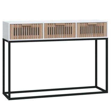 vidaXL Τραπέζι Κονσόλα Λευκό 105x30x75cm Επεξεργασμένο Ξύλο / Σίδερο 1 τεμ.