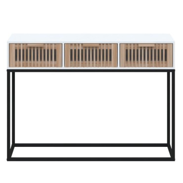 vidaXL Τραπέζι Κονσόλα Λευκό 105x30x75cm Επεξεργασμένο Ξύλο / Σίδερο 1 τεμ.