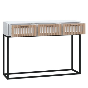 vidaXL Τραπέζι Κονσόλα Λευκό 105x30x75cm Επεξεργασμένο Ξύλο / Σίδερο 1 τεμ.