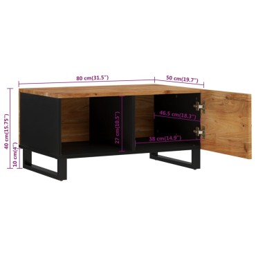 vidaXL Τραπεζάκι Σαλονιού 80x50x40cm Μασίφ Ξύλο Ακακίας & Επεξ. Ξύλο 1 τεμ.