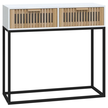 vidaXL Τραπέζι Κονσόλα Λευκό 80x30x75cm Επεξεργασμένο Ξύλο / Σίδερο 1 τεμ.