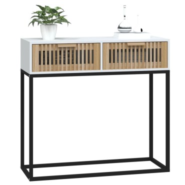 vidaXL Τραπέζι Κονσόλα Λευκό 80x30x75cm Επεξεργασμένο Ξύλο / Σίδερο 1 τεμ.