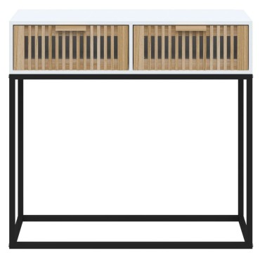 vidaXL Τραπέζι Κονσόλα Λευκό 80x30x75cm Επεξεργασμένο Ξύλο / Σίδερο 1 τεμ.