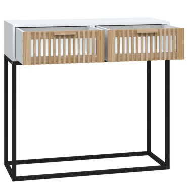 vidaXL Τραπέζι Κονσόλα Λευκό 80x30x75cm Επεξεργασμένο Ξύλο / Σίδερο 1 τεμ.