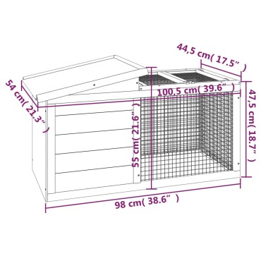 vidaXL Κλουβί Κουνελιών Μόκα 100,5 x 54 x 55 εκ. από Μασίφ Ξύλο Πεύκου