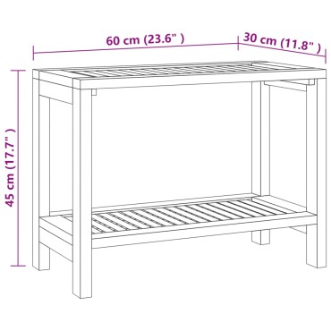 vidaXL Τραπέζι Βοηθητικό Μπάνιου 60 x 30 x 45 εκ. από Μασίφ Ξύλο Teak