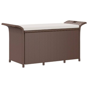 vidaXL Παγκάκι Κήπου με Μαξιλάρι Καφέ 116x46x57cm από Συνθ. Ρατάν 1 τεμ.
