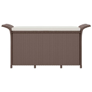 vidaXL Παγκάκι Κήπου με Μαξιλάρι Καφέ 116x46x57cm από Συνθ. Ρατάν 1 τεμ.