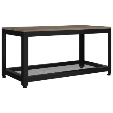 vidaXL Τραπεζάκι Σαλονιού Γκρι/Μαύρο 90x45x45cm από MDF/Σίδερο 1 τεμ.