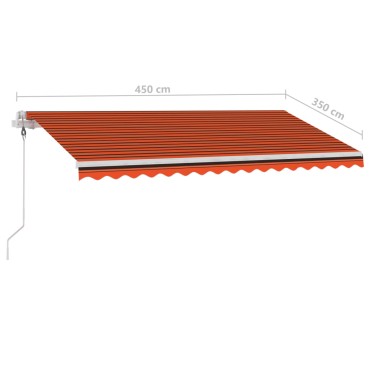vidaXL Τέντα Αυτόματη με LED&Αισθητ. Ανέμου Πορτοκαλί/Καφέ 450x350 εκ.