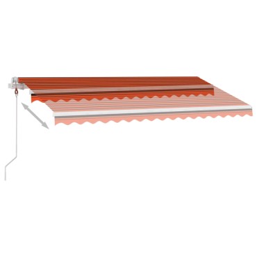vidaXL Τέντα Αυτόματη με LED&Αισθητ. Ανέμου Πορτοκαλί/Καφέ 450x350 εκ.