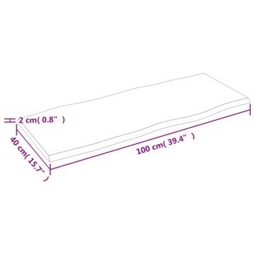 vidaXL Επιφ Τραπεζιού Αν Καφέ 100x40x2cm Επ Μασίφ Ξύλο Δρυός Live Edge