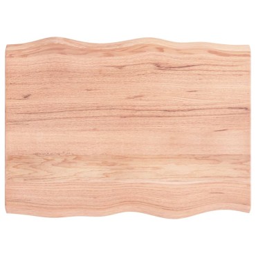 vidaXL Επιφ Τραπεζιού Αν Καφέ 80x60x(2-4)cm Ακατέργ. Μασίφ Ξύλο Δρυός 1 τεμ.