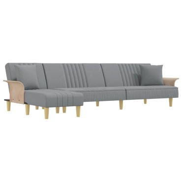 vidaXL Καναπές Κρεβάτι Γωνιακός Αν. Γκρι 279x140x70cm Υφασμάτινος 1 τεμ.