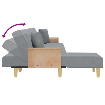 vidaXL Καναπές Κρεβάτι Γωνιακός Αν. Γκρι 279x140x70cm Υφασμάτινος 1 τεμ.