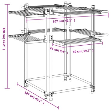 vidaXL Απλώστρα Ρούχων 107 x 107 x 120 εκ. από Αλουμίνιο