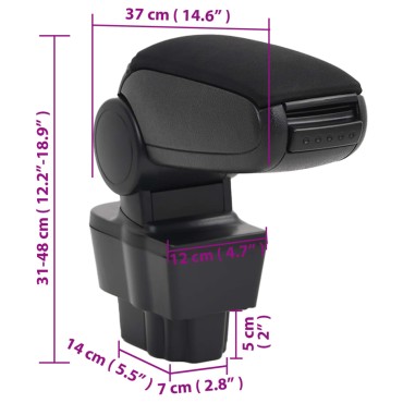 vidaXL Τεμπέλης Αυτοκινήτου Μαύρος 12 x 37 x (31-48) εκ. από ABS