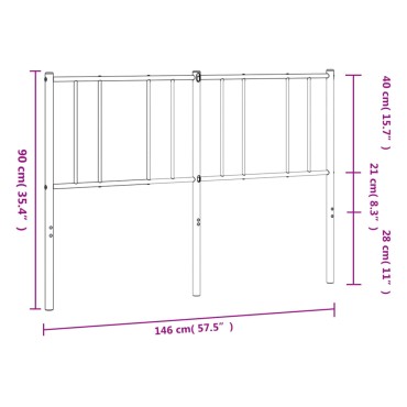 vidaXL Κεφαλάρι Μαύρο Μεταλλικό 146x3x90cm 1 τεμ.