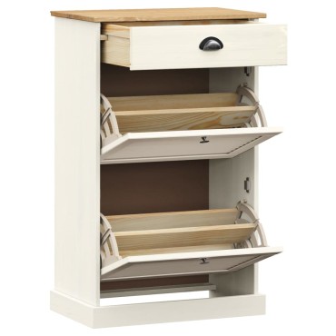 vidaXL Παπουτσοθήκη VIGO Λευκή 60x35x96cm από Μασίφ Ξύλο Πεύκου