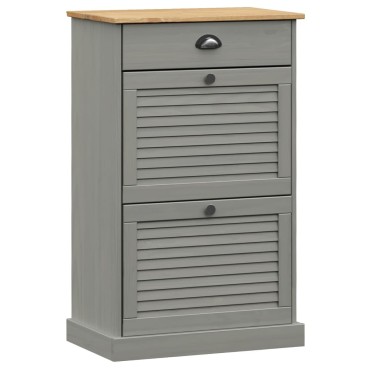 vidaXL Παπουτσοθήκη VIGO Γκρι 60x35x96cm από Μασίφ Ξύλο Πεύκου