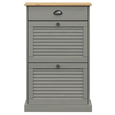 vidaXL Παπουτσοθήκη VIGO Γκρι 60x35x96cm από Μασίφ Ξύλο Πεύκου