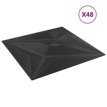 vidaXL Πάνελ Τοίχου 48 τεμ. Μαύρα Σχ. Αστέρι 50 x 50 εκ. 12 μ² από XPS