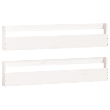 vidaXL Παπουτσοθήκη Επιτοίχια 2 τεμ. Λευκή 110x9x23cm Μασίφ Πεύκο