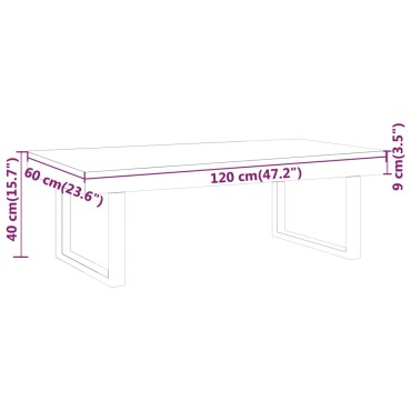 vidaXL Τραπεζάκι Σαλονιού Γκρι/Μαύρο 120x60x40cm από MDF/Σίδερο 1 τεμ.