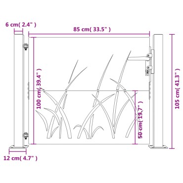 vidaXL Πύλη Κήπου 105 x 105 εκ. Σχέδιο Γρασίδι από Ατσάλι Corten