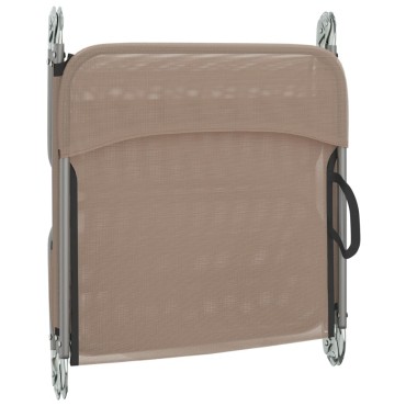 vidaXL Ξαπλώστρες Πτυσσόμενες 2 τεμ. Taupe από Textilene & Ατσάλι 135x54,5x87cm