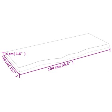 vidaXL Ράφι Τοίχου Σκούρο Καφέ 100x40x(2-4)cm Επεξ. Μασίφ Ξύλο Δρυός 1 τεμ.