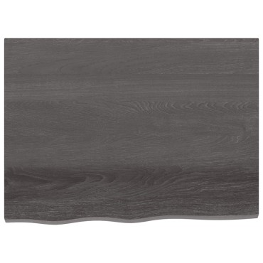 vidaXL Ράφι Τοίχου Σκούρο Καφέ 80x60x(2-6)cm Επεξ. Μασίφ Ξύλο Δρυός 1 τεμ.