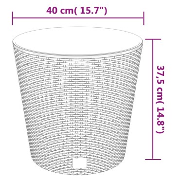 vidaXL Γλάστρα με Αφαιρουμ. Εσωτερικό Ανθρακί 35/37,5 Λίτρων PP/Ρατάν