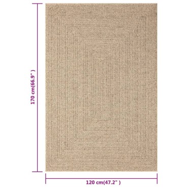 vidaXL Χαλί ZIZUR Όψη Γιούτας Εσωτ. & Εξωτ. Χώρου 120x170cm