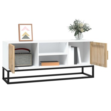 vidaXL Έπιπλο Τηλεόρασης Λευκό 105x30x45cm Επεξεργασμένο Ξύλο/Σίδερο