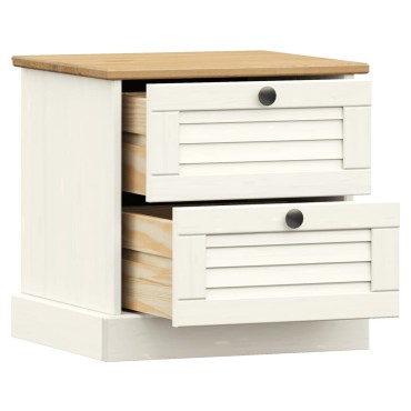 vidaXL Κομοδίνο VIGO Λευκό 42x35x42cm από Μασίφ Ξύλο Πεύκου 1 τεμ.