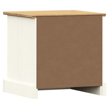 vidaXL Κομοδίνο VIGO Λευκό 42x35x42cm από Μασίφ Ξύλο Πεύκου 1 τεμ.