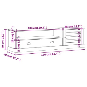 vidaXL Έπιπλο Τηλεόρασης VIGO Γκρι 156x40x40cm Μασίφ Ξύλο Πεύκου