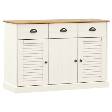vidaXL Μπουφές με Συρτάρια VIGO Λευκό 113x40x75cm Μασίφ Ξύλο Πεύκου 1 τεμ.