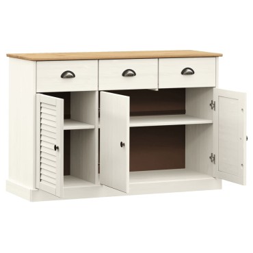 vidaXL Μπουφές με Συρτάρια VIGO Λευκό 113x40x75cm Μασίφ Ξύλο Πεύκου 1 τεμ.