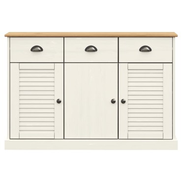 vidaXL Μπουφές με Συρτάρια VIGO Λευκό 113x40x75cm Μασίφ Ξύλο Πεύκου 1 τεμ.
