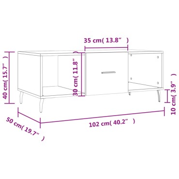 vidaXL Τραπεζάκι Σαλονιού Γκρι Sonoma 102x50x40cm Επεξεργασμένο Ξύλο 1 τεμ.