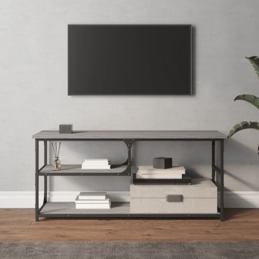 vidaXL Έπιπλο Τηλεόρασης Γκρι Sonoma 103x38x46,5cm Επεξ. Ξύλο/Ατσάλι