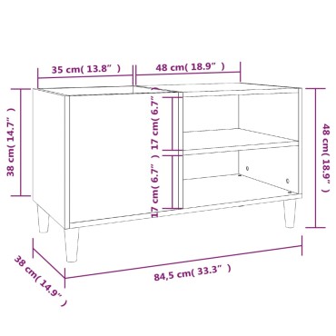 vidaXL Δισκοθήκη Sonoma Δρυς 84,5x38x48cm από Επεξεργασμένο Ξύλο 1 τεμ.