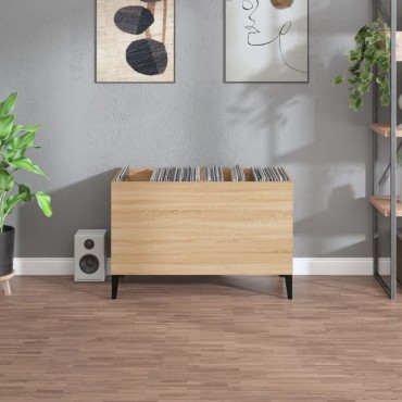 vidaXL Δισκοθήκη Sonoma Δρυς 74,5x38x48cm από Επεξεργασμένο Ξύλο