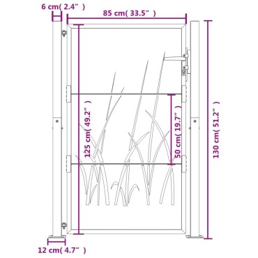 vidaXL Πύλη Κήπου με Σχέδιο Γρασίδι 105 x 130 εκ. από Ατσάλι Corten
