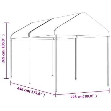 vidaXL Κιόσκι με Τέντα Λευκό 4,46 x 2,28 x 2,69 μ. από Πολυαιθυλένιο