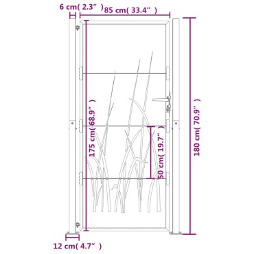 vidaXL Πύλη Κήπου με Σχέδιο Γρασίδι 105 x 180 εκ. από Ατσάλι Corten