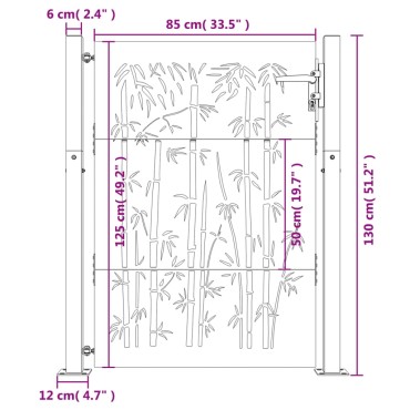 vidaXL Πύλη Κήπου με Σχέδιο Μπαμπού 105 x 130 εκ. από Ατσάλι Corten